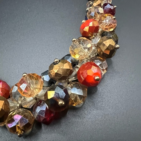 Ali Khan New York signed red / topaz / bronze crystal necklace - Picture 2 of 4